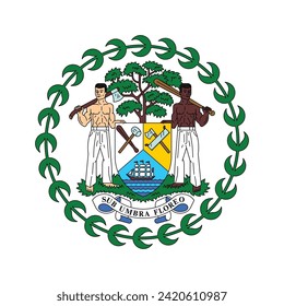 Coat of arms Belize. National emblem design. White isolated background 