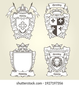 Coat of arms and blazons - heraldic shields and imperial emblems