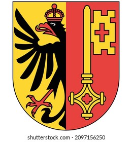 Coat of arms of Canton of Geneva is one of the 26 cantons forming the Swiss Confederation. Vector illustration