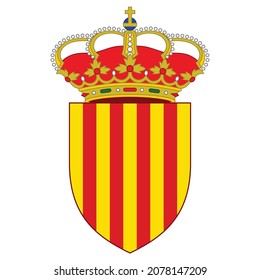 Coat of arms of Catalonia is an autonomous community of Spain, designated as a nationality by its Statute of Autonomy. Vector illustration