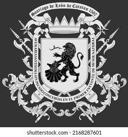 Coat of arms of the city of Caracas Venezuela, coat of arms of Santiago de León de Caracas was granted by King Philip II of Spain