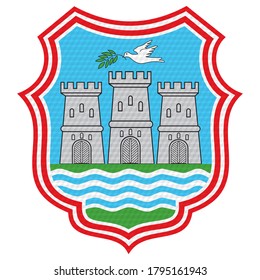 The Coat Of Arms Of The City Of The Novi Sad Vector Illustration With Cube Pattern.