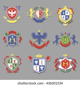 coat of arms collection, heraldry shields design set