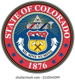 Coat of arms of Colorado is a state in the Mountain West subregion of the Western United States. Vector illustration