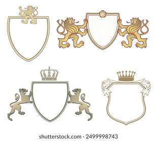 coat of arms with crown and lion, illustration