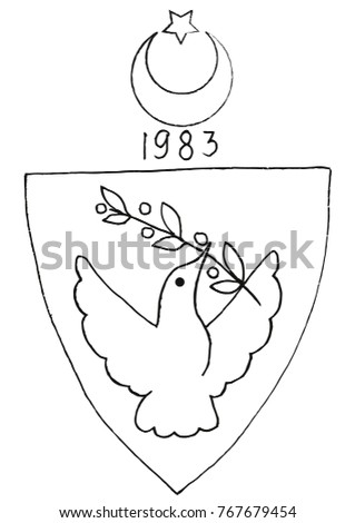 Coat Of Arms Of Cyprus. A dove with an olive branch in its beak. The sketch marker. Vector