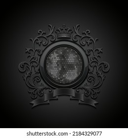 Escudo de armas con una bola de disco. Ilustración vectorial.