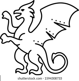 coat of arms dragon line art icon