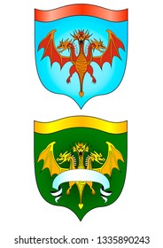 
Coat of arms dragon serpent Gorinich dinosaur monster shield heraldry symbol emblem logo badge