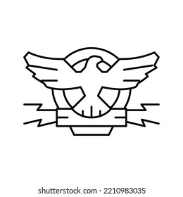 escudo de armas con icono de línea de águila vectorial. escudo de armas con signo de águila. símbolo de contorno aislado ilustración negra