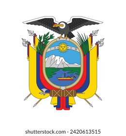 Coat of arms Ecuador. National emblem design. White isolated background 