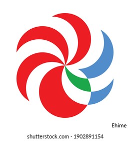 Coat of Arms of Ehime is a Japan prefecture. Vector heraldic emblem