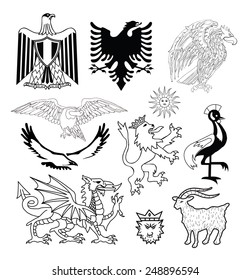  Coat of arms elements set, vector illustration.