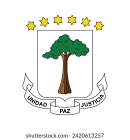 Coat of arms Equatorial Guinea. National emblem design. White isolated background 