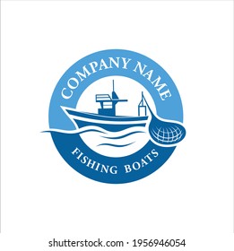 coat for arms for a fishing boat, logo template for fishing boat.