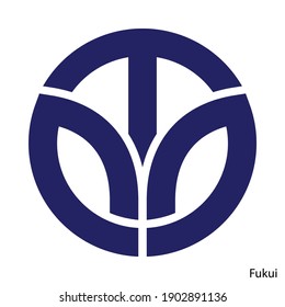 Coat of Arms of Fukui is a Japan prefecture. Vector heraldic emblem