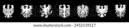 Coat of Arms of Germany black wild eagle vector silhouette illustration Bundesadler isolated. Heraldry bird spread wings national Deutschland symbol. Heraldic Brandenburg COA. Patriotic emblem banners