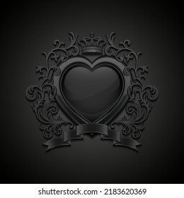 Coat of arms with a glossy heart. Vector illustration.