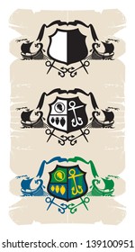 Coat of arms with the Greek galleys, 6, vector