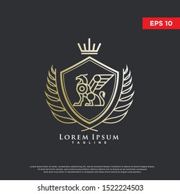 coat of arms griffin logo. luxurious icon, template design