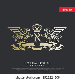 coat of arms griffin logo. luxurious icon, template design