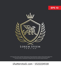 coat of arms griffin logo. luxurious icon, template design