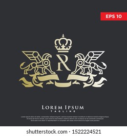 coat of arms griffin logo. luxurious icon, template design