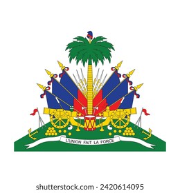 Coat of arms Haiti. National emblem design. White isolated background 