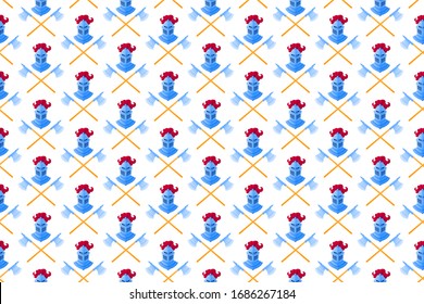 Coat of arms helmet and axes pattern