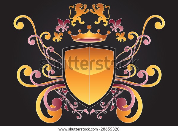 Coat Arms Heraldic Lions Fleur De Stock Vector (Royalty Free) 28655320