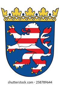 Wappen von Hessen, Hessen, Deutschland. Original und einfache Hesse, Hessen Fahne einzeln Vektorgrafik in offiziellen Farben und Proportion Richtig, Vektorgrafik einzeln auf weißem Hintergrund.