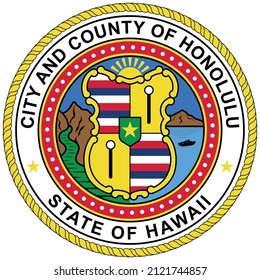 Coat of arms of Honolulu is the capital and largest city of the U.S. state of Hawaii. Vector illustration