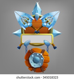 Icono del escudo de armas para la interfaz del juego. Ilustración vectorial.