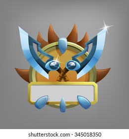 Coat of arms icon for game interface. Vector illustration.