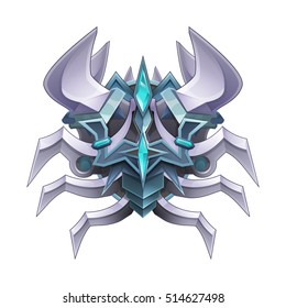 Icono del escudo de armas para la interfaz del juego. Decoración de logros de caricaturas para el juego. Ilustración vectorial.