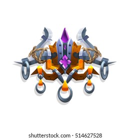 Coat of arms icon for game interface. Cartoon achievement decoration for game. Vector illustration.