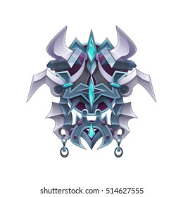 Coat of arms icon for game interface. Cartoon achievement decoration for game. Vector illustration.