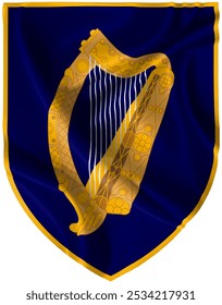 Escudo de armas de Irlanda ondeando en el viento