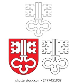 Coat Of Arms With Key Of Swiss Canton Nidwalden Vector Illustration