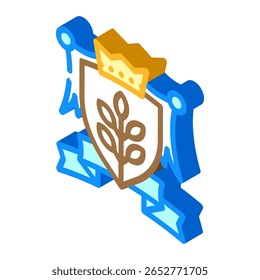 coat arms kingdom medieval heraldry isometric icon vector. coat arms kingdom medieval heraldry sign. isolated symbol illustration