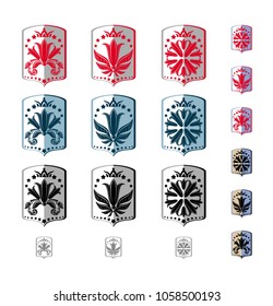 coat of arms with Lily, stars and crown in the form of a shield, three different lilies and different color options
