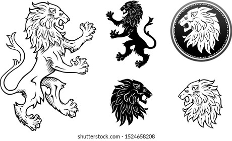 Coat of Arms Lion Silhouettes