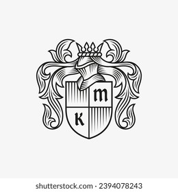 Coat of arms logo design template. Vector illustration.