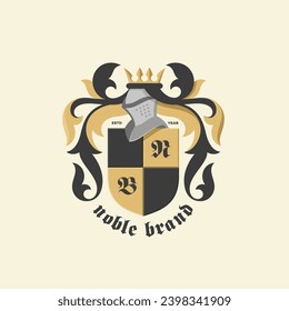 Plantilla de diseño del logotipo del escudo de armas. Versión de color. Ilustración vectorial.
