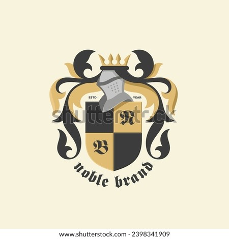 Coat of arms logo design template. Color version. Vector illustration.