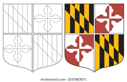 Coat Of Arms Of Maryland, United States Vector Illustration
