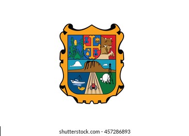 Coat of arms of Mexican state of Tamaulipas; isolated on white background.