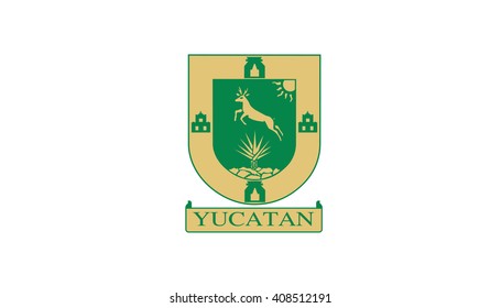 Coat of arms of Mexican state of Yucatan; vector illustration isolated on white background.