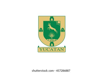 Coat of arms of Mexican state of Yucatan; vector illustration isolated on white background.