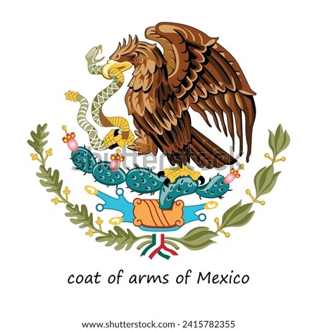 The coat of arms of Mexico is highlighted on a white background. the official state symbol of Mexico. stock vector illustration. EPS 10.